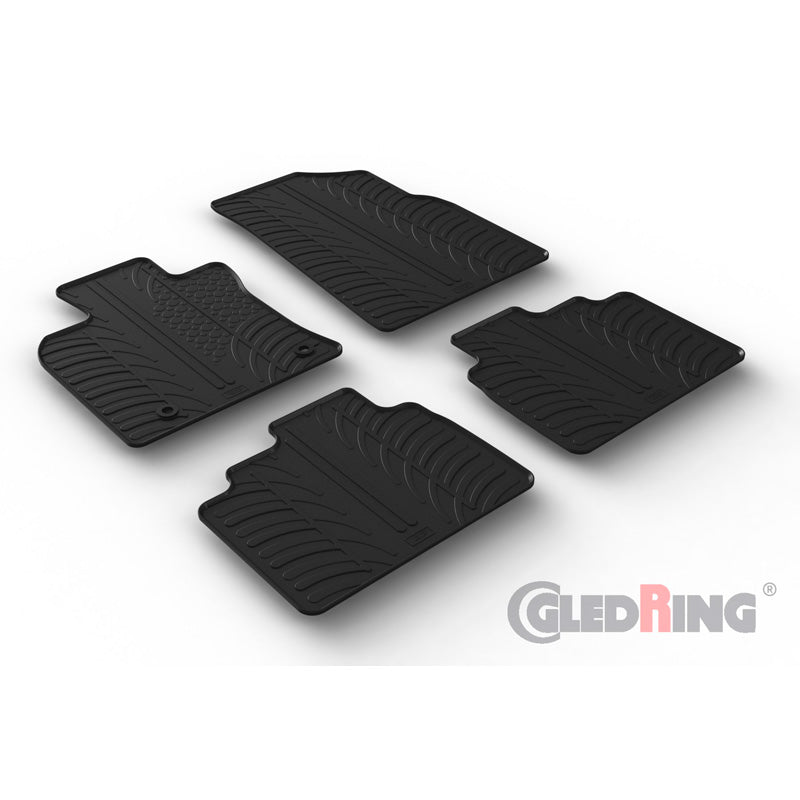 Gledring, rubbermatten, geschikt voor Toyota Camry (XV7) 2018- (T-profiel 4-delig + clips)