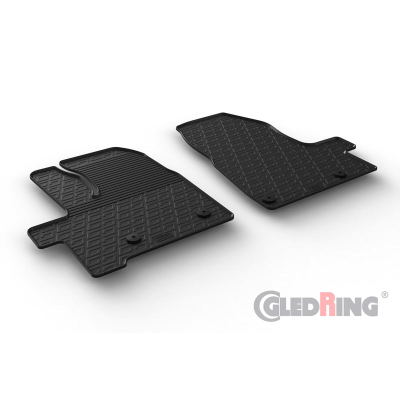 Gledring, Rubber floor mats, fits Ford Tourneo Custom/Passenger 2018- (Automatic gear) (G profile 2-piece + clips)