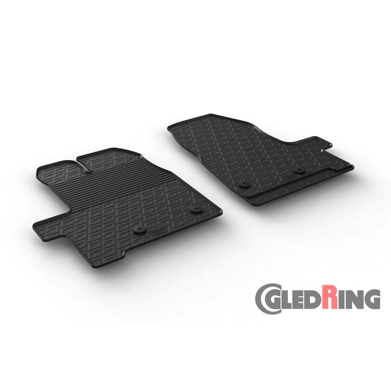 Gledring, rubbermatten, geschikt voor Ford Transit Custom Furgon/Kombi 2018-2022 (handgeschakelde versnellingsbak) (G-profiel 2-delig + clips)