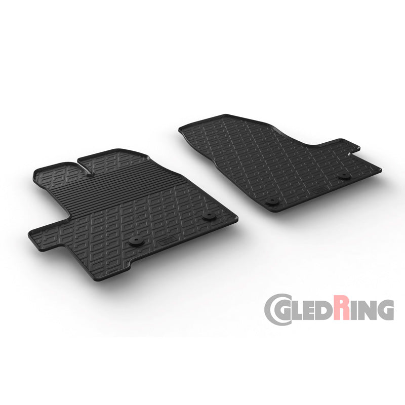 Gledring, Rubber floor mats, Fits Ford Tourneo Custom 9/2012- & FL 2018- (Manual gear) (G profile 2 pieces + clips)