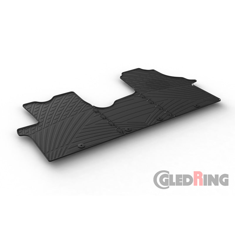 Gledring, rubbermatten, geschikt voor Renault Traffic & Opel Vivaro 2014-2019 / Fiat Talento & Nissan NV300 2016- (TK-profiel 3-delig + clips)