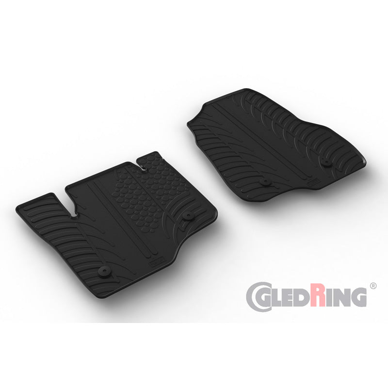 Gledring, Rubber Mats, Fits Ford F-250 Super Duty Super Crew (13&14th Gen.) 2017-2021 & 2021- (T profile 2-piece + clips)