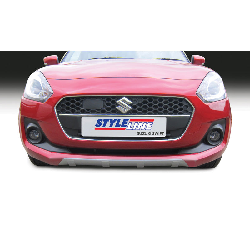 RGM, Front spoiler 'Skid-Plate', fits Suzuki Swift IV 5-doors excl. Sport 5/2017- Silver 'Ribbed'