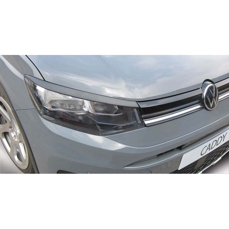 RGM, Eyebrows, ABS plastic, Black, Fits Volkswagen Caddy V 2020- (Halogen)