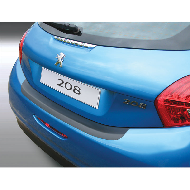 RGM, Rear Bumper Protector, ABS plastic, Black, Fits Peugeot 208 (2012-2019), '3D-shaped'