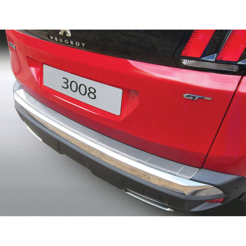 RGM, Achterbumperbeschermer, ABS kunststof, past op Peugeot 3008 II 2016- Zilver 'Geribbeld'