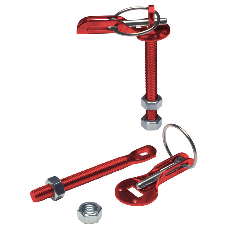 Grayston, kit universel de crochets/goupilles de capot - aluminium rouge