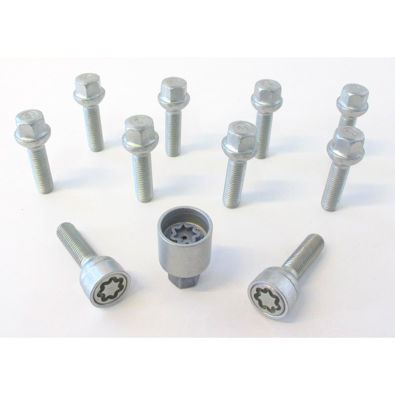 H&R, wielbouten set rondkop R12 M12x1.50 - lengte 52mm - 10 st. (bijv. past op Mercedes) - incl. wielsloten