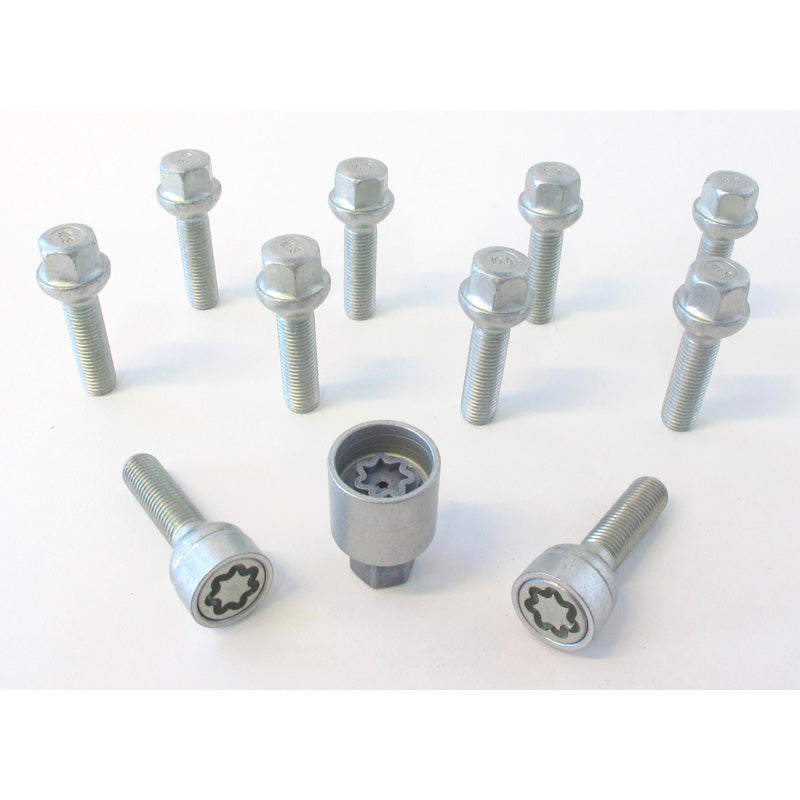 H&R, Wielbouten set met ronde kop R12 M12x1.50 - lengte 55mm - 10 st. (bijv., past op Mercedes) - incl. wielsloten