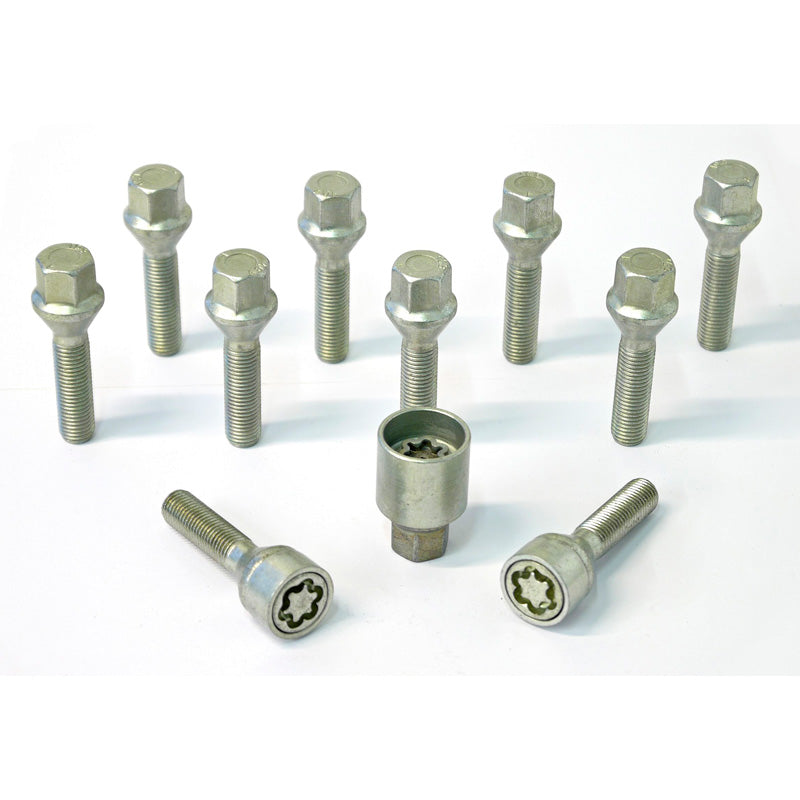 H&R, Wheel bolt Set Taper-Head M12x1.50 - length 60mm - 10 pcs. - incl. wheel-locks