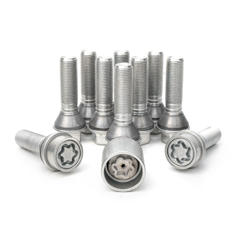 H&R, Jeu de boulons de roue à tête conique avec cône mobile M14x1.25 - longueur 31mm - 10 pcs. (par ex., convient à BMW) - incl. antivols de roue