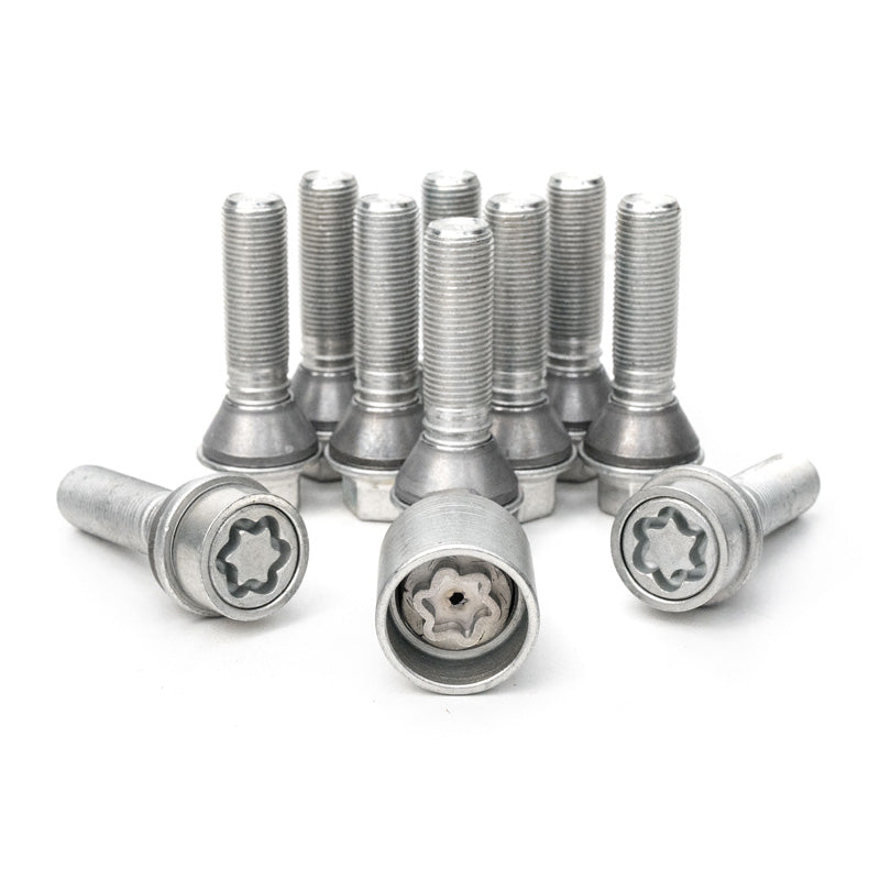 H&R, Jeu de boulons de roue à tête conique avec cône mobile M14x1.25 - longueur 39mm - 10 pcs. (par ex., convient à BMW) - incl. antivols de roue