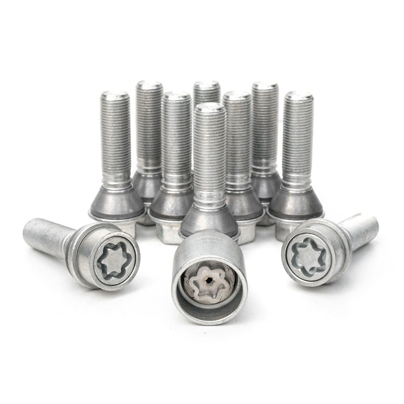 H&R, Wheel bolt Set Taper-Head with movable cone M14x1.25 - length 48mm - 10 pcs. (e.g., fits BMW) - incl. wheel-locks