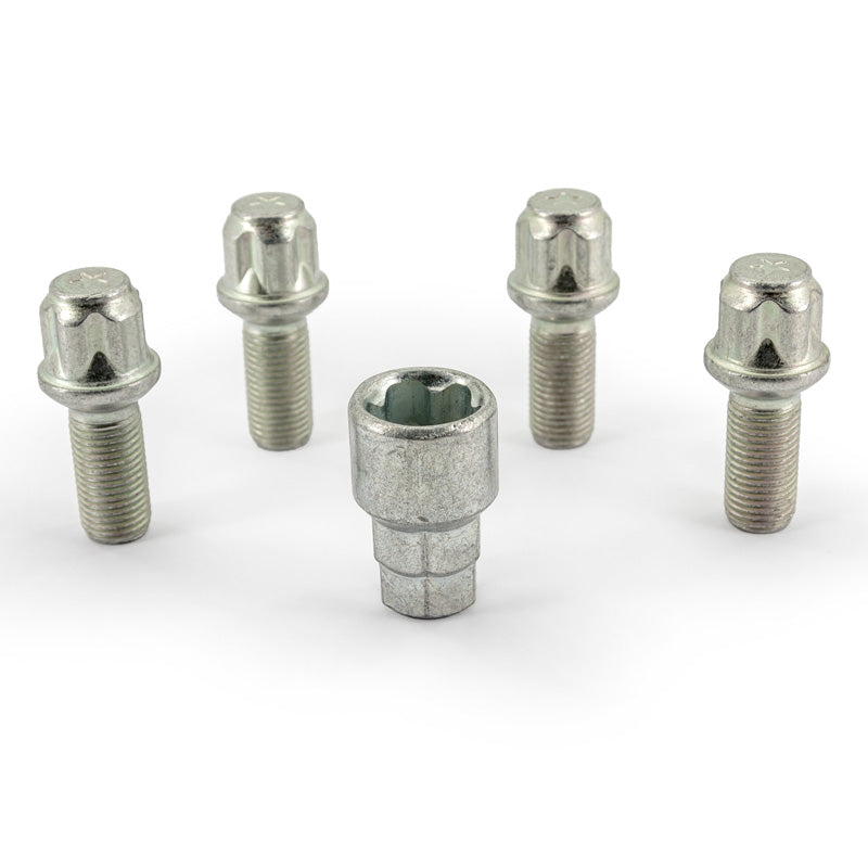 H&R, kit d'antivols de roue R14 M14x1.50x28mm à tête ronde - 4 boulons antivol de roue avec adaptateur