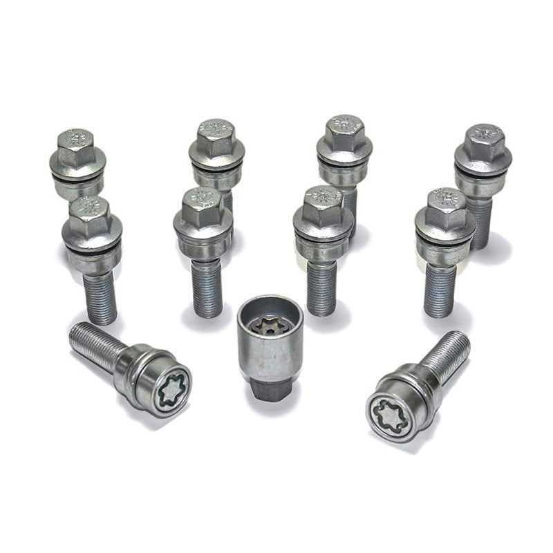 H&R, kit de boulons de roue à tête ronde avec cône mobile R14 M14x1.50 - longueur 30mm - 10 pièces (par ex., convient à Audi Q3, Q5) - avec antivols de roue