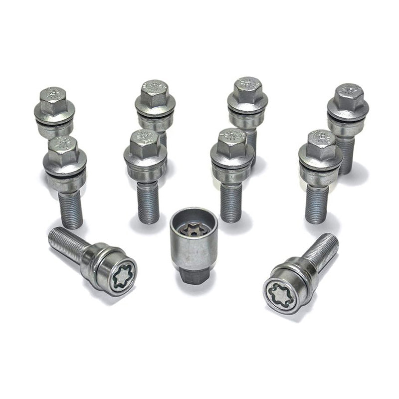 H&R, Wheel bolt Set Round-Head with movable cone R14 M14x1.50 - length 41mm - 10 pcs. (e.g., fits Audi Q3, Q5) - incl. wheel-locks