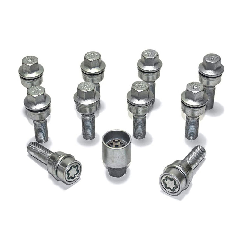 H&R, jeu de boulons de roue à tête ronde avec cône mobile R14 M14x1.50 - longueur 45 mm - 10 pcs. (p. ex., convient pour Audi Q3, Q5) - incl. antivols de roue