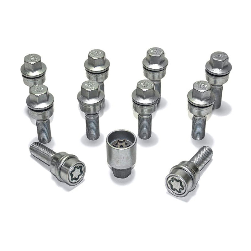 H&R, kit de boulons de roue à tête ronde avec cône mobile R14 M14x1.50 - longueur 48mm - 10 pcs. (par ex., convient pour Audi Q3, Q5) - incl. antivols de roue