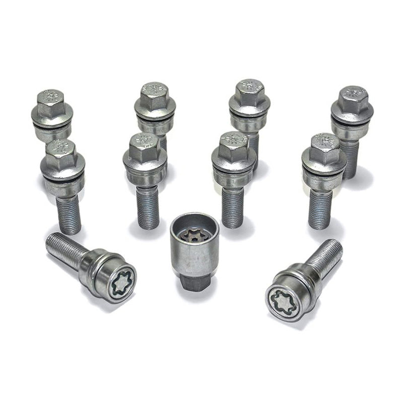 H&R, Wheel bolt Set Round-Head with movable cone R14 M14x1.50 - length 50mm - 10 pcs. (e.g., fits Audi Q3, Q5) - incl. wheel-locks
