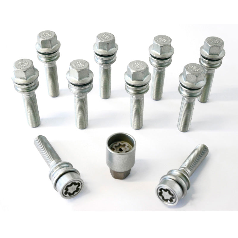 H&R, Wheel bolt Set Round-Head with movable cone R14 M14x1.50 - length 54mm - 10 pcs - incl. wheel-locks