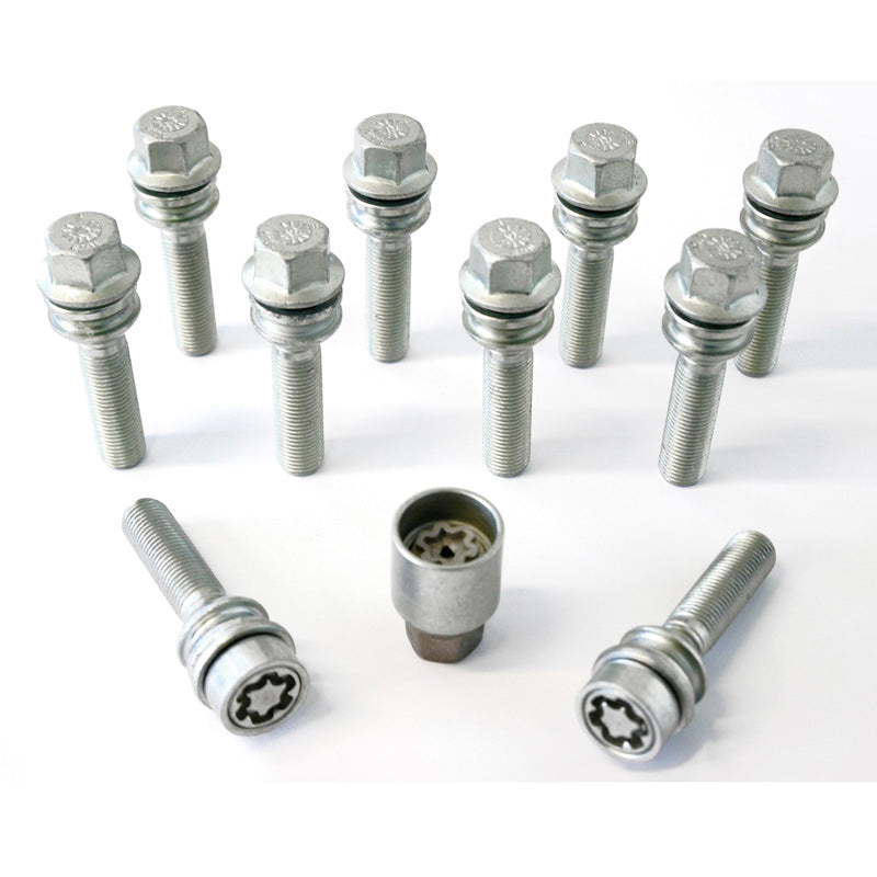 H&R, Wheel bolt Set Round-Head with movable cone R14 M14x1.50 - length 56mm - 10 pcs - incl. wheel-locks