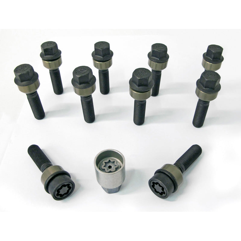 H&R, Kit de boulons de roue à tête ronde avec cône mobile R14 M14x1.50 - longueur 57 mm - 10 pcs. (par ex., convient à Porsche) - incl. antivols de roue