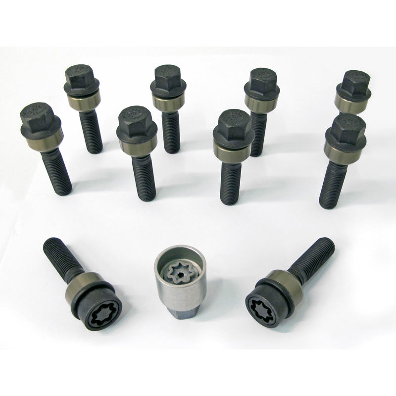 H&R, Wheel bolt set Round-Head with movable cone R14 M14x1.50 - length 63mm - 10 pcs. (e.g., fits Porsche) - incl. wheel locks