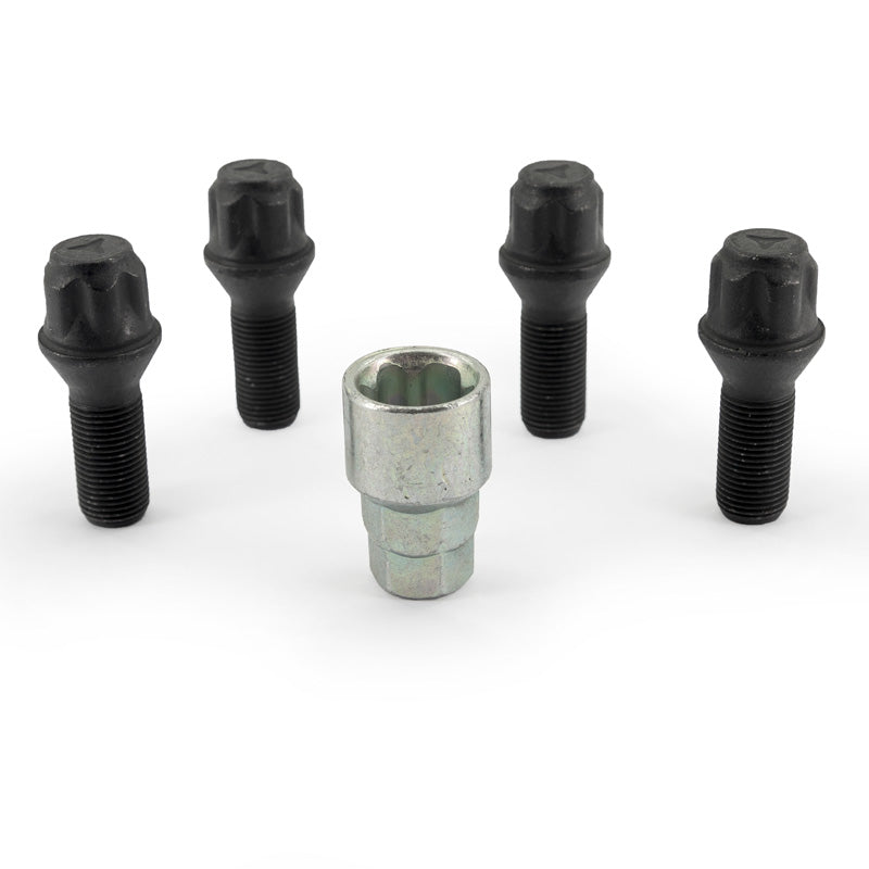 H&R, Wielslottenset M14x1.25x28mm conisch Zwart - 4 wielslotbouten incl. adapter