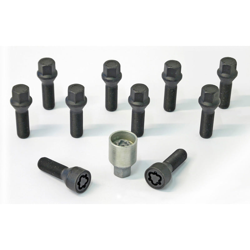 H&R, jeu de boulons de roue à tête conique M14x1.50 - longueur 35 mm - noir - 10 pcs. - incl. antivols de roue