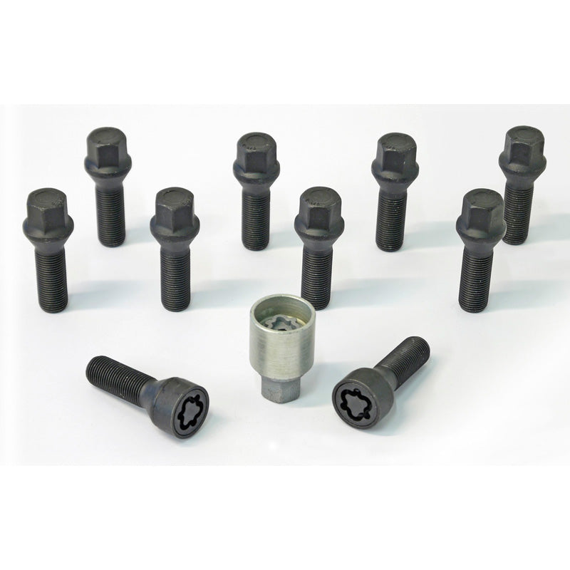 H&R, jeu de boulons de roue à tête conique M14x1.50 - longueur 40mm - noir - 10 pcs. - incl. antivols de roue