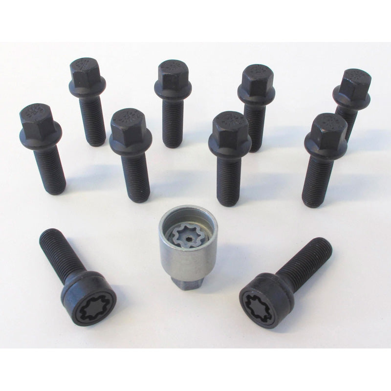 H&R, jeu de boulons de roue à tête arrondie R17 M14x1.50 - longueur 40mm - noir - 10 pcs - incl. antivols de roue