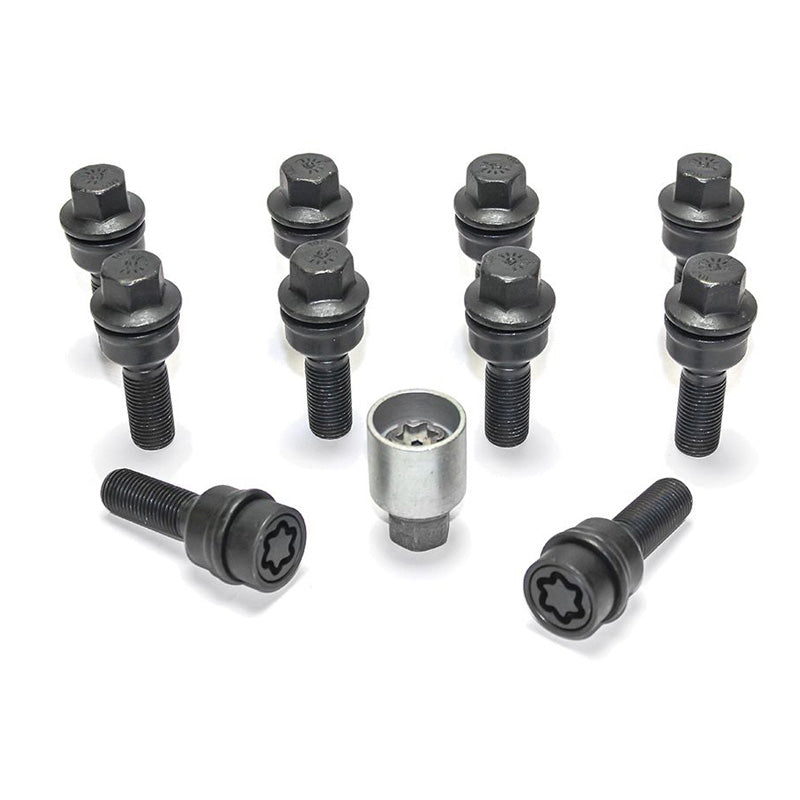 H&R, wielboutsset met ronde kop en beweegbare conus R14 M14x1.50 - lengte 40mm - zwart - 10 stuks. (bijv. passend voor Audi Q3, Q5) - incl. wielsloten