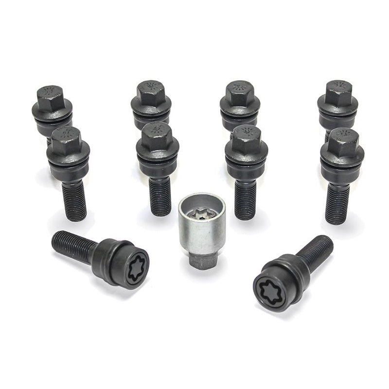 H&R, wielboutsset met ronde kop en beweegbare conus R14 M14x1.50 - lengte 42mm - Zwart - 10 stuks. (bijv. past op Audi Q3, Q5) - incl. wielsloten