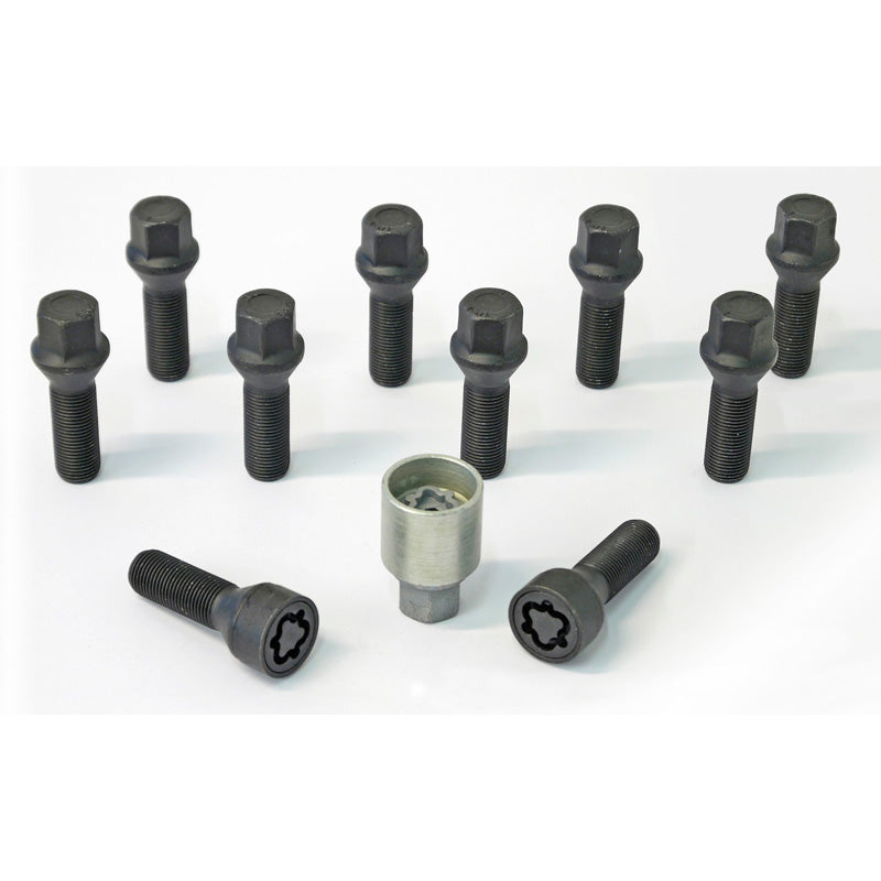 H&R, jeu de boulons de roue à tête conique M14x1.50 - longueur 45mm - noir - 10 pcs. - incl. antivols de roue