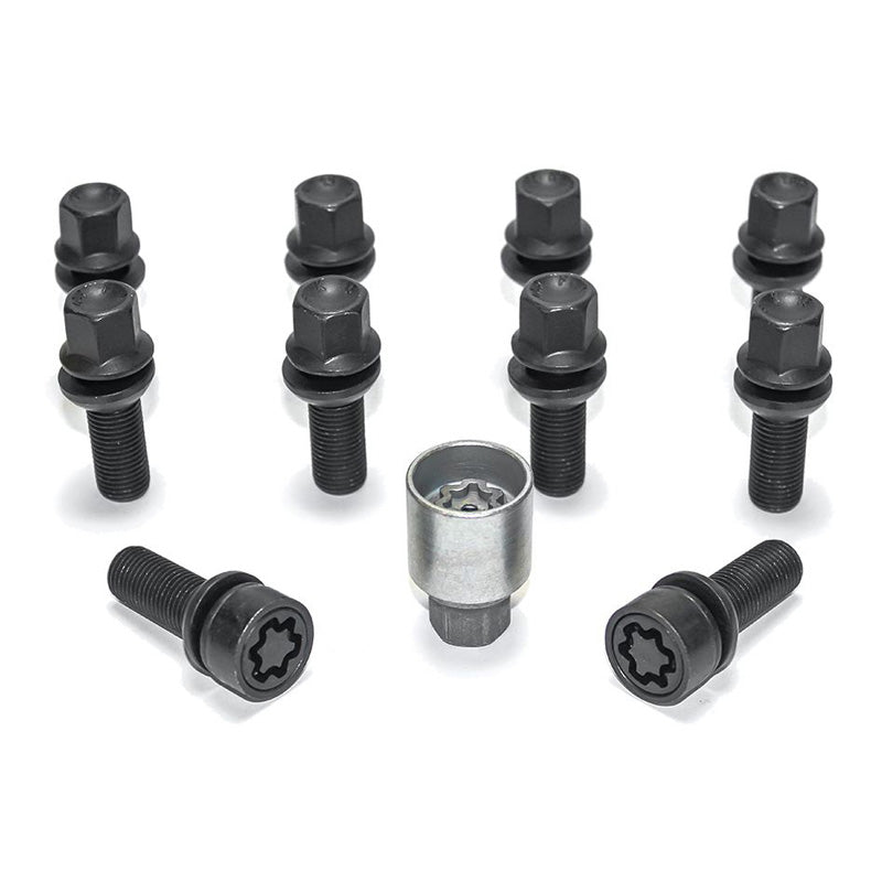 H&R, wielboutsset met ronde kop en beweegbare conus R13 M14x1.50 - lengte 45mm - Zwart - 10 st. (bijv. passend voor Audi S5) - incl. wielsloten