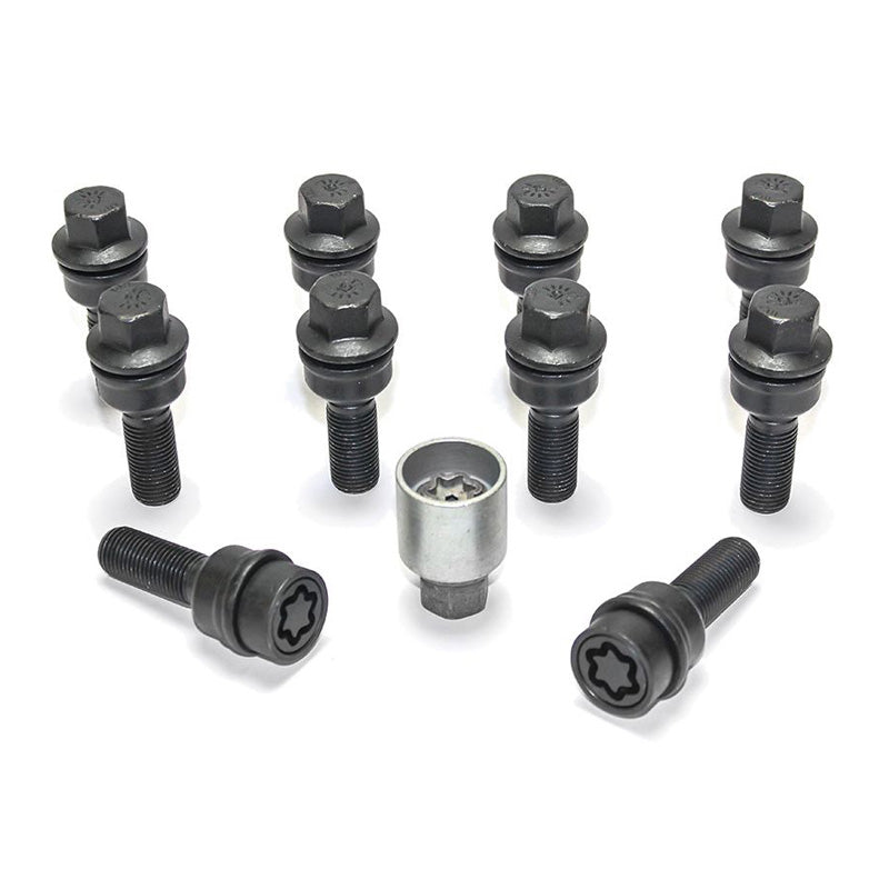 H&R, wielboutset met ronde kop en beweegbare conus R14 M14x1.50 - lengte 48mm - Zwart - 10 st. (bijv. passend voor Audi Q3, Q5) - incl. wielsloten