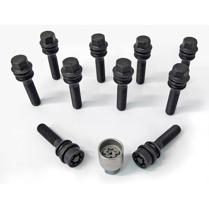 H&R, jeu de boulons de roue à tête ronde avec cône mobile R14 M14x1.50 - longueur 54mm - noir - 10 pcs - incl. antivols de roue