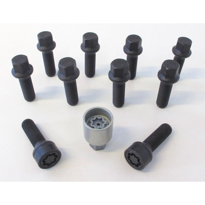 H&R, wielbouten set met ronde kop R14 M14x1.50 - lengte 55mm - zwart - 10 stuks - incl. wielsloten