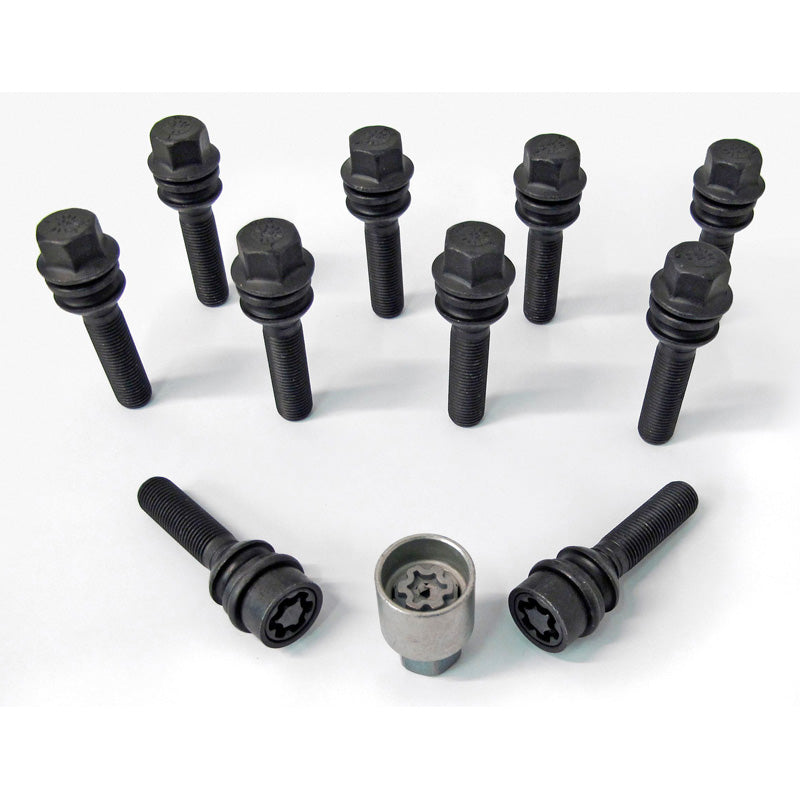 H&R, jeu de boulons de roue à tête ronde avec cône mobile R14 M14x1.50 - longueur 55mm - noir - 10 pcs - incl. wheel-locks