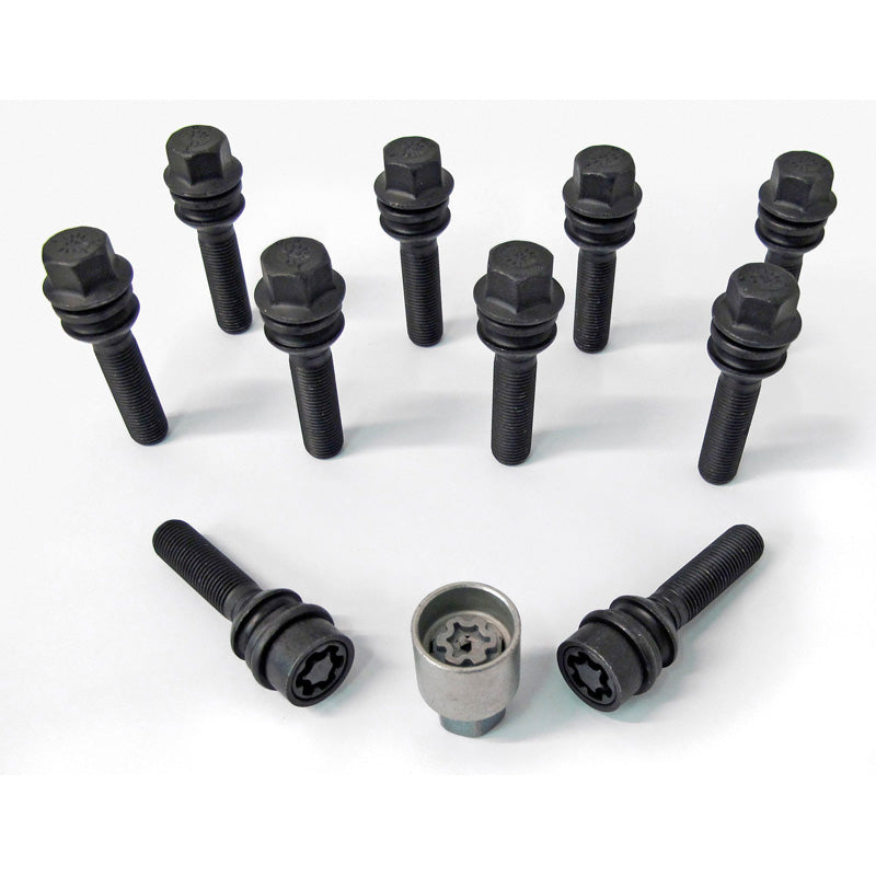 H&R, Kit de boulons de roue à tête ronde avec cône mobile R14 M14x1.50 - longueur 56mm - noir - 10 pcs - avec antivols de roue