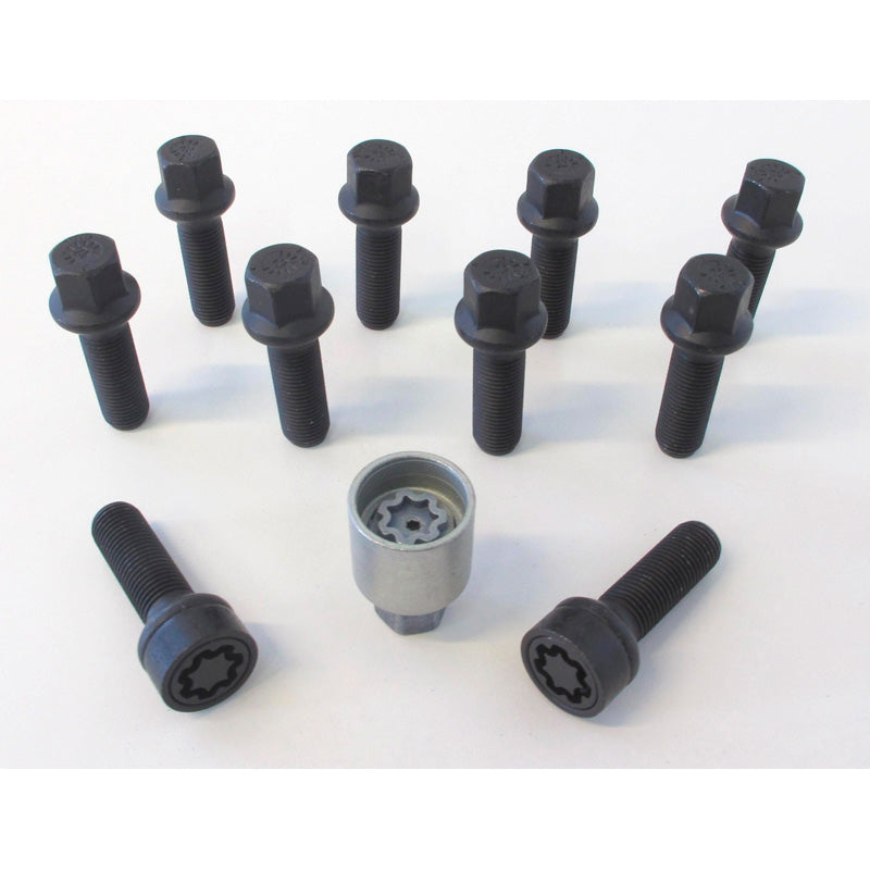 H&R, Wielboutset ronde kop R14 M14x1.50 - lengte 63mm - Zwart - 10 stuks - incl. wielsloten