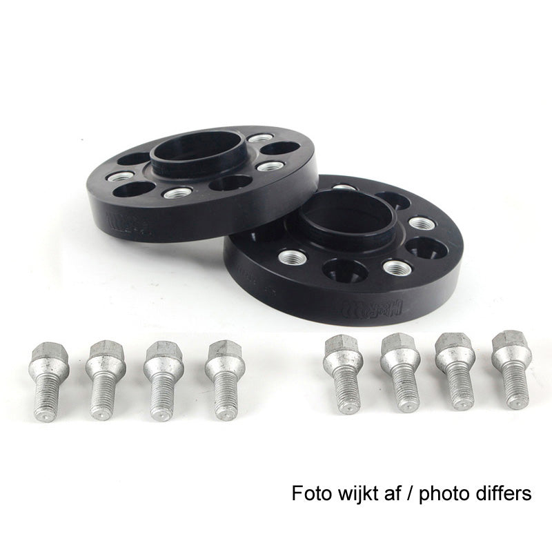 H&R, DRA-System wielspacerset 46mm per as - steekmaat 5x112 - naaf 66,5mm - boutmaat M15x1,25, geschikt voor Mercedes - Zwart