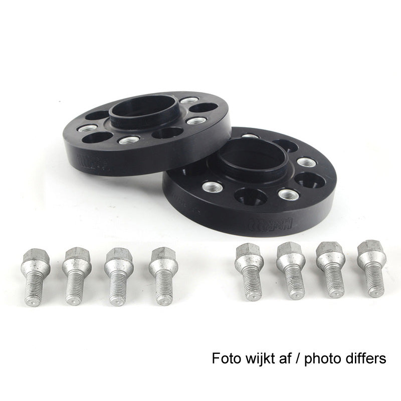 H&R, DRA-System Wheel spacer set 50mm per axle - Bolt pattern 5x112 - Hub 66,5mm - Bolt size M14x1,25, fits BMW/Toyota/Mini - Black