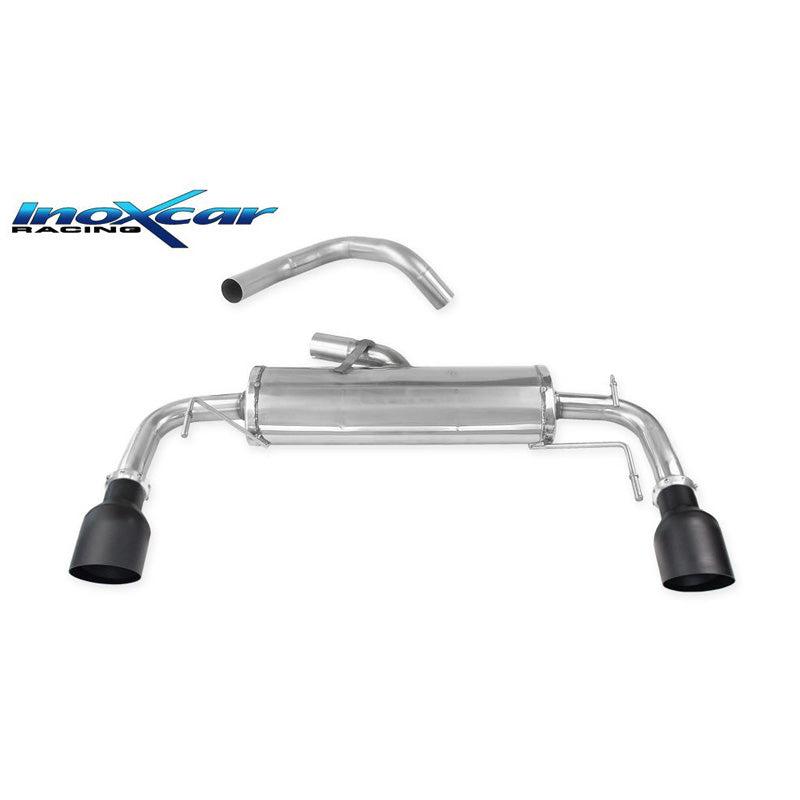 InoXcar, Double sports exhaust, fits Fiat 500 Abarth 1.4T-Jet (135-160HP) 2008- + Cabrio 2010- 100mm Ceramic Black Edition (Ø48mm)