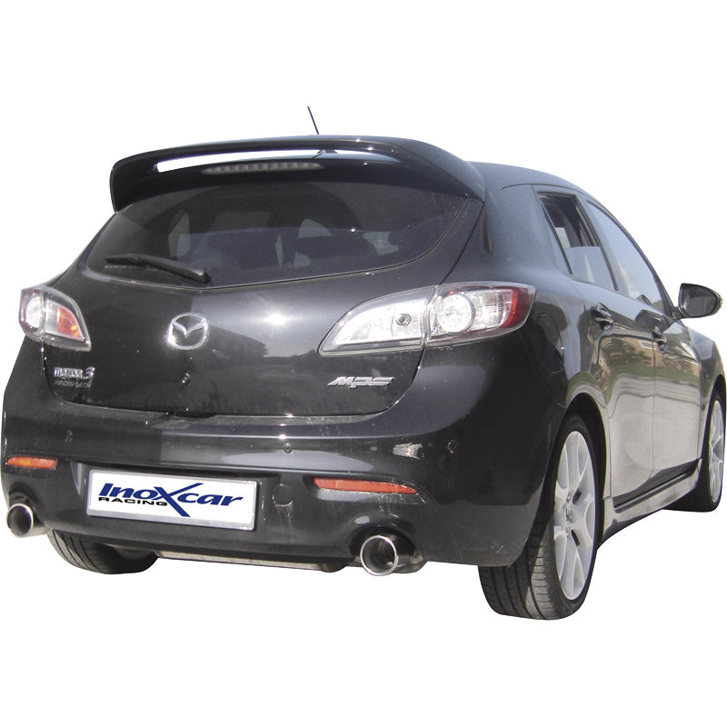 InoXcar, dubbele sportuitlaat, past op Mazda 3 2.3Di MPS (260HP) 2010- Links/Rechts 102mm