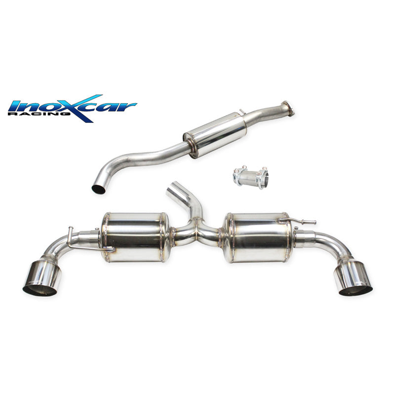 InoXcar, double échappement sport, compatible avec Toyota GR Yaris 1.6 (261HP) 2020- Ø65mm Gauche/Droite 100mm Racing (soudé TIG)