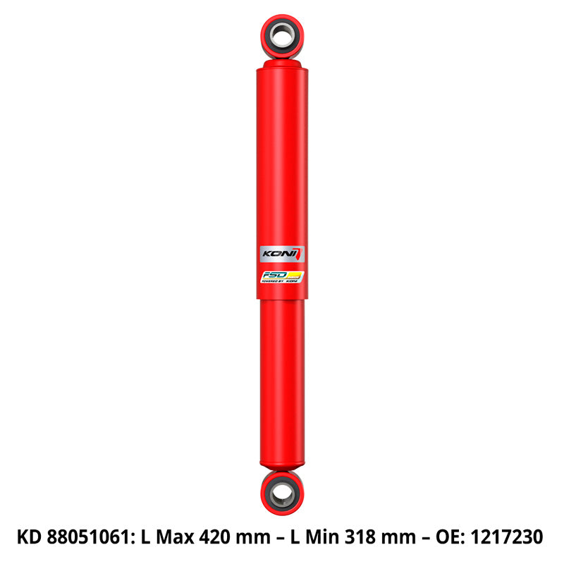 Koni, Special Active, shock absorber, 1pc. fits Fiat Ducato based campers: Adria/Carthago/Hymer 2006- - Rear axle - Lmin: 318mm - Lmax: 420mm (8805-1061)