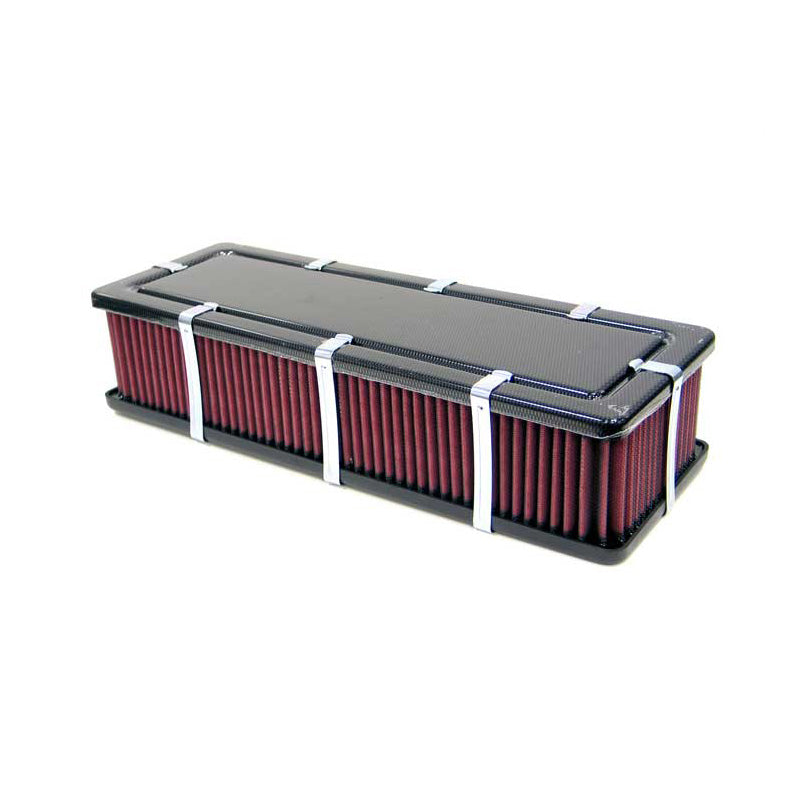 K&N Ensemble de course personnalisé universel style boîte (aspect carbone) 435 mm x 153 mm, hauteur de l’ensemble 95 mm (56-9188-1)