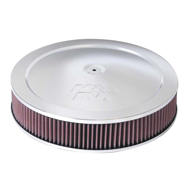 K&N Ensemble de filtre à air rond - bride de 130mm, diamètre de 356mm, hauteur de 70mm, base abaissée de 32mm (60-1280)