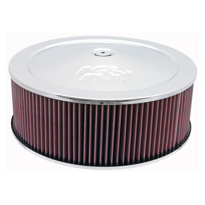 K&N Ensemble de filtre à air rond - bride de 130mm, diamètre de 356mm, hauteur de 121mm, base abaissée de 32mm (60-1300)